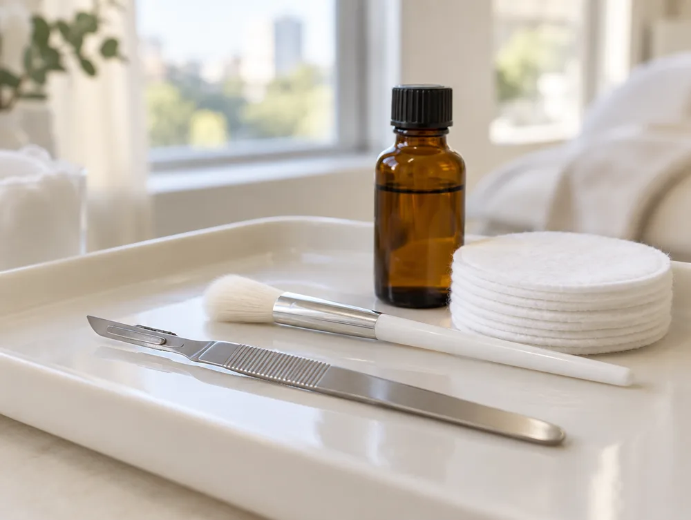 Dermaplaning sobre la mejilla